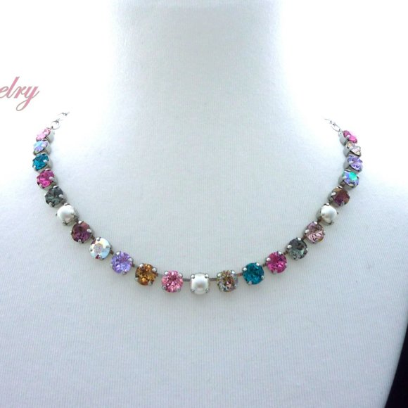 Swarovski Crystal and Pearls Colorful Necklace - Picture 8 of 8